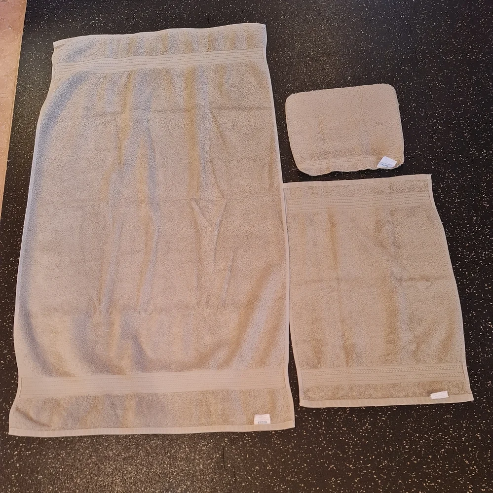 CANNON Olive Green Towel Set Band Detail 1 ea Bath Hand Wash Absorbent EUC